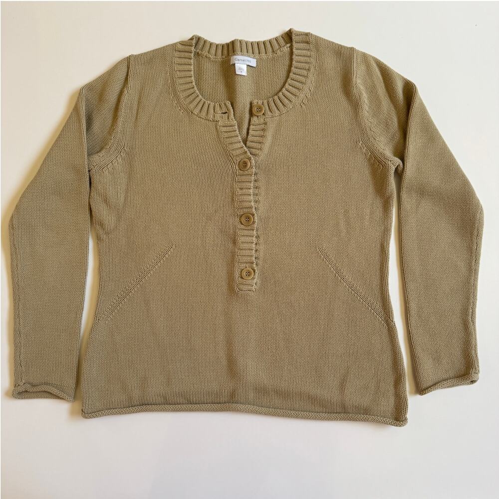Garnet Hill Women's Button Front Crew Neck Knit Sweater Size Small EUC Pullover